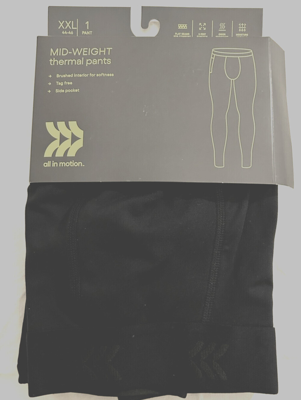 *NEW* Men's XXL Black Mid-Weight Thermal Pants - All in Motion